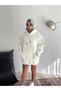 Women's Hooded Kangaroo Pocket 3 Thread Cotton Oversize Hoodie Sweatshirt - White
