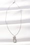 316L Steel Silver Color Zircon Stone Heart Bow Necklace - 2