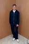 Men's Double Face Basic Hooded Set Navy Blue