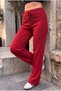 Women's Red Corded Camisole with Spanish Flared Hem and Eyelet Detail Lace-Up Bottom