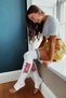 2 Pairs of Bad Girl Written Striped Above-Knee Women's Socks - 2