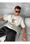 Men's T-Shirt Short Sleeve Front and Back Printed Oversize Crew Neck T-Shirt - White - 4