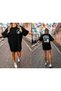 Women's Printed T-Shirt Short Sleeve Crew Neck Oversize Comfortable Fit T-Shirt - Black - 4