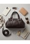 Dark Brown Soft Leather Women's Hand and Shoulder Bag 3-Compartment Daily Stylish Bag - 3