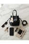 Black Bucket Bag with Teddy Bear Detail - 4