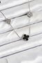316L Steel Chain Silver Color Black and Zircon Stone Clover Women Necklace