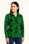 Marchè Bien Women's Half Zipper Patterned Fleece Sweatshirt Tribal Ethnic Pattern Collared Long Sleeve - Green - 3