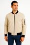 Men's Bomber Coat with Pockets, Quilted Lining, Zippered Sleeves, Water Repellent Jacket - Beige - 3