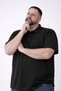 Marchè Bien Men's Polo Collar Buttoned T-Shirt Pique Fabric Oversized Short Sleeve T-Shirt - Black - 4