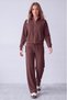 Women's Modal Fabric Stand Collar Zippered Long Sleeve Modal Two-Piece Set - 2