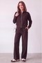 Women's Modal Fabric Stand Collar Zippered Long Sleeve Modal Two-Piece Set - 6