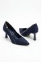 Zaret side buckle women's low heeled stiletto navy blue satin - 7