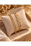 Steel 2-Piece Women's Handcuff Bracelet / Crushed Chain Bracelet Gold Color - 4