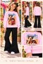 Winter, Spring, and Autumn Girls' Black Spanish Flared Bottoms and Pink Sweat Top - 2