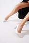 Sertes flat dova high heeled women's shoes silver satin - 2