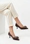 Nesper bow stone low heeled women's stiletto coffee satin - 5