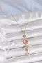 Brass Chain Pink Gold Color Zircon Stone Y Necklace - 2
