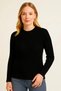 Marchè Bien Women's Crew Neck Knitwear Sweater Cotton Thick Ribbed Woven Regular Fit - Black - 3