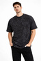Marchè Bien Men's Acid Wash Crew Neck Short Sleeve Oversize T-Shirt - Black - 2