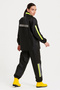 Women's premium motorcycle courier rain suit waterproof pvc reflective black - 3