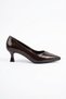 Tokes front stitched buckled women's low heeled stiletto coffee wrinkled - 5