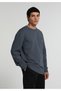 Relaxed Fit Round Neck Plain Men's Blue Sweatshirt