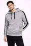 Men's Striped Hooded Sweatshirt Oversize 3 Thread Cotton Hoodie - Gray