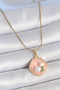 316L Steel Gold Color Chain Pink Enamel Pearl Flower Embroidered Portrait Model Women's Necklace