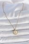 316L Steel Gold Color Chain White Enamel Crescent Embroidered Medallion Model Women's Necklace - 2