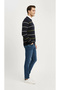 Marchè Bien Men's Crew Neck Striped Knitwear Sweater Soft Texture Cotton Thin Woven Long - Lacive - 2