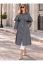 Women's Hijab-Friendly Lined Long Wide Fit Trench Coat with Detachable Cape Belted Water Repellent Micro Fabric
