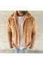Marchè Bien Men's Plush Fleece Cardigan Shirt with Collar, Buttoned Chest Pockets, Soft Texture - Light Brown - 2