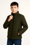 Boys' Inflatable Fiber-Filled Waterproof Jacket with Zipper Pockets - Khaki - 5