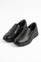 Destas flat side bone protruding genuine leather women's shoes black skin - 6