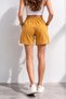 Marchè Bien Kadın Otoban Woven Fabric Elastic Waist, Pocketed, Summer Shorts - Mustard - 4