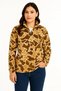 Marchè Bien Women's Half Zipper Patterned Fleece Sweat Collar, Long Sleeve, Oversize Comfortable Fit - Brown