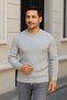 Marchè Bien Men's Crew Neck Knitwear Sweater Cotton Thick Ribbed Woven Regular Fit - Gray - 2