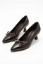 Ralser front bow croc detailed women's low heeled stiletto coffee croc - 4