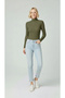 Marchè Bien Women's Full-Length Ribbed Lycra Camisole Badi Slim Long Sleeve - Khaki - 2