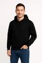 Men's 3 Thread Cotton Hooded Kangaroo Pocket Sweatshirt Hoodie - Black - 5