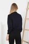 Marchè Bien Women's Half-Throat Knitwear Soft Textured Cotton Long Sleeve Sweater - Black - 2