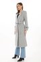 Marchè Bien Women's Fish-Scale Patterned Coat Long Length Double-Breasted Collar Belted Lined Hijab Coat - Gray - 3