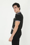 Men's Polo Neck T-Shirt Slim Fit Printed Short Sleeve T-Shirt - Black - 4