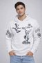 Marchè Bien Men's 3 Thread Cotton Hooded Printed Sweatshirt Hoodie - White