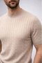 Men's Summer Knitwear Woven T-Shirt Short Sleeve Crew Neck Knitted Patterned T-Shirt - Beige