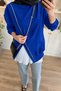 Women's 2 Thread Combed Cotton Zipper Detailed Asymmetrical Cut Hijab Tunic 3250 - 3