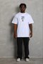 Marchè Bien Men's Printed T-Shirt Short Sleeve Crew Neck Regular Fit T-Shirt - White