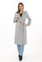 Marchè Bien Women's Fish-Scale Patterned Coat Long Length Double-Breasted Collar Belted Lined Hijab Coat - Gray - 5