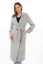 Marchè Bien Women's Fish-Scale Patterned Coat Long Length Double-Breasted Collar Belted Lined Hijab Coat - Gray - 7