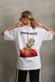 Women's Printed T-Shirt Short Sleeve Crew Neck Oversized Relaxed Fit Casual T-Shirt - White - 5